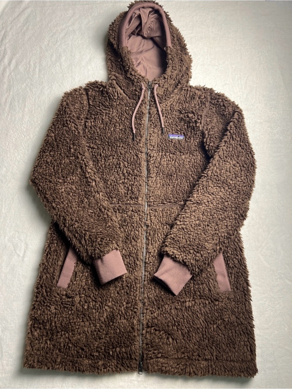 Patagonia Brown Sherpa Hooded Zip-Up Coat